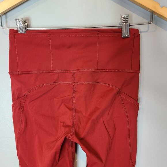 Lululemon Fast and Free Leggings Womens Size 4 Multiple Pockets Red Activewear - Picture 8 of 9
